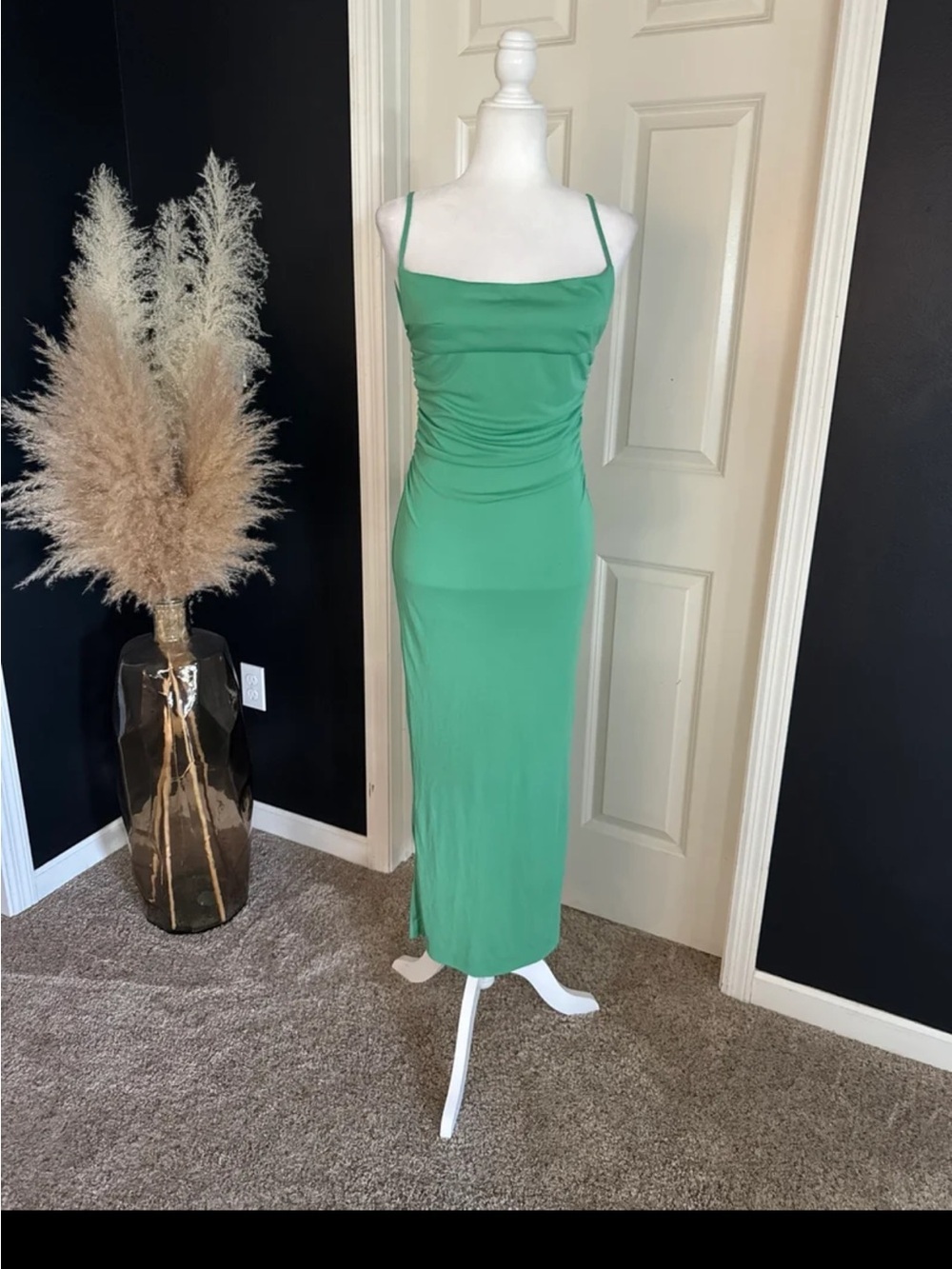 NWT Zara Draped Open Back Dress in Mid-green size Medium - Picture 5 of 12